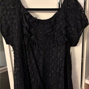 JohnPaulRichard Black Lace Top with Ruffles